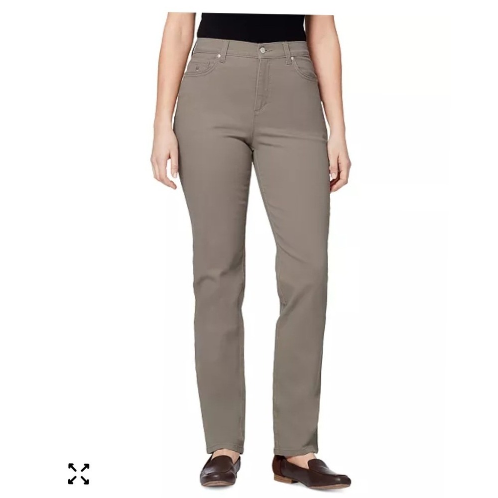 Gloria Vanderbilt Amanda High Rise Straight Jeans Khaki Tan 18 Short D42692S-BST